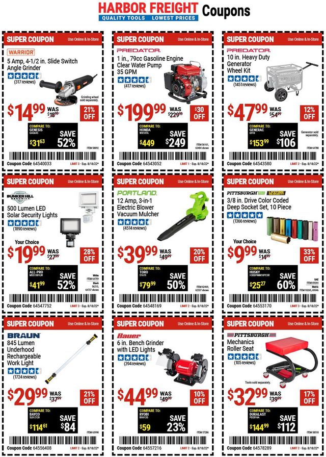 Harbor Freight Ad from 08/11/2022