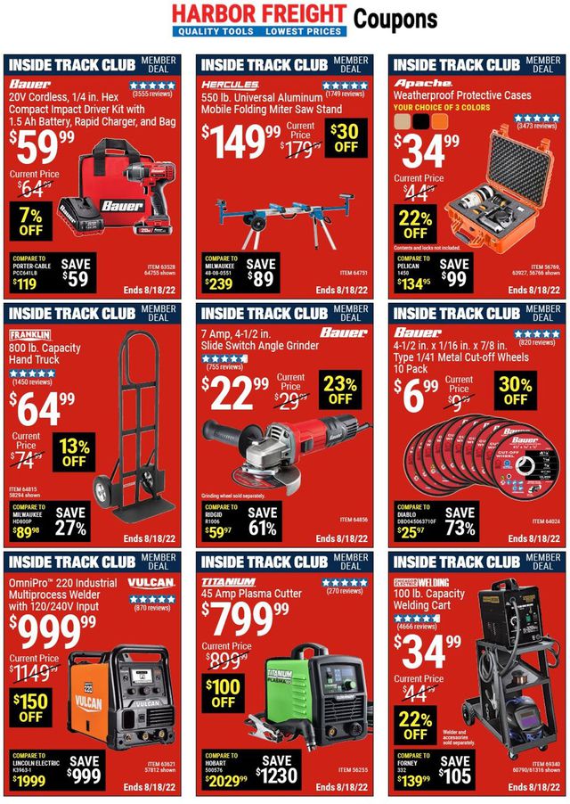 Harbor Freight Ad from 08/18/2022