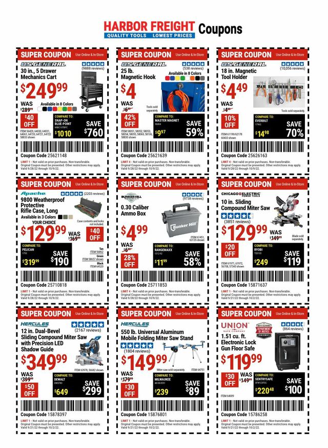 Harbor Freight Ad from 09/29/2022
