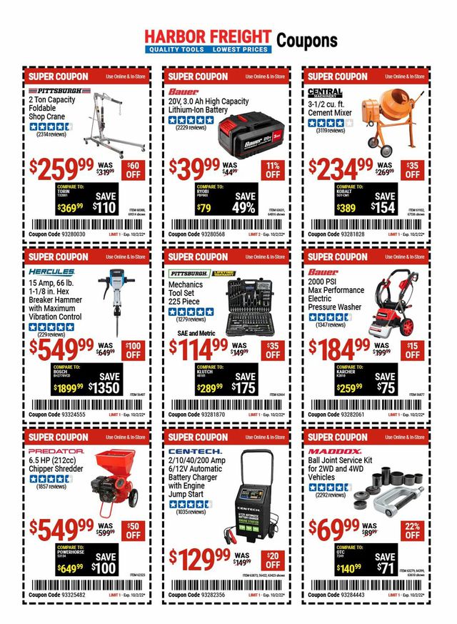 Harbor Freight Ad from 09/29/2022
