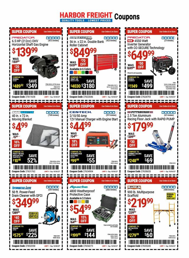 Harbor Freight Ad from 10/20/2022