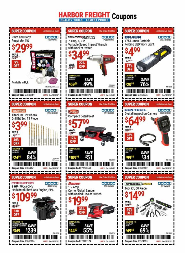 Harbor Freight Ad from 10/20/2022
