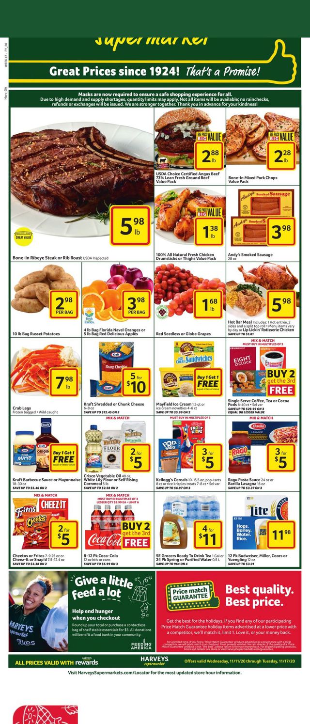 Harveys Supermarket Ad from 11/11/2020
