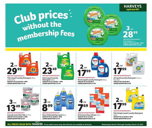 Harveys Supermarket Ad from 03/03/2021