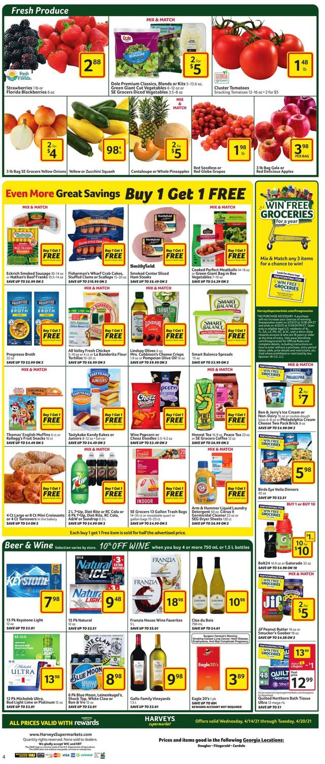 Harveys Supermarket Ad from 04/14/2021