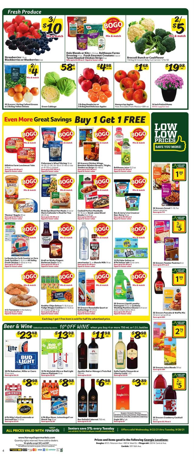 Harveys Supermarket Ad from 09/22/2021