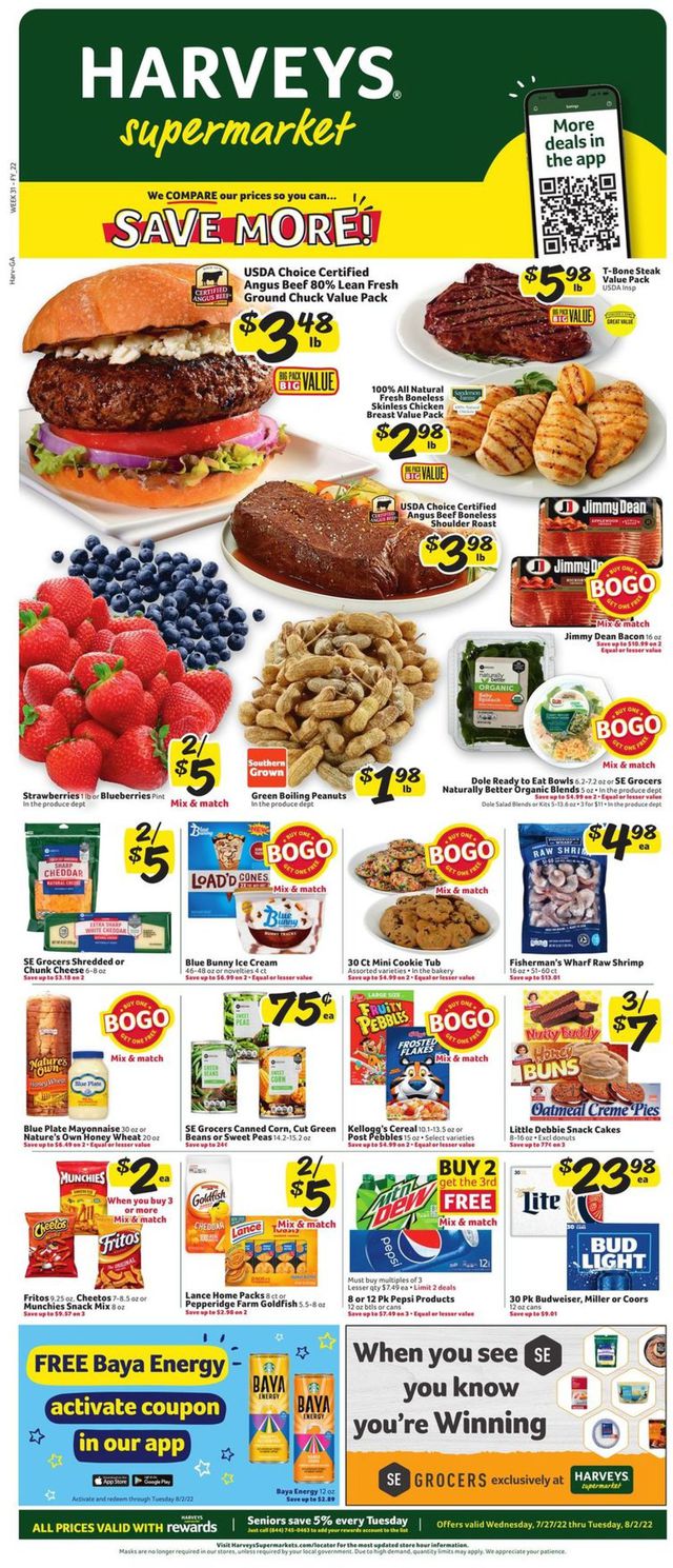Harveys Supermarket Ad from 07/27/2022