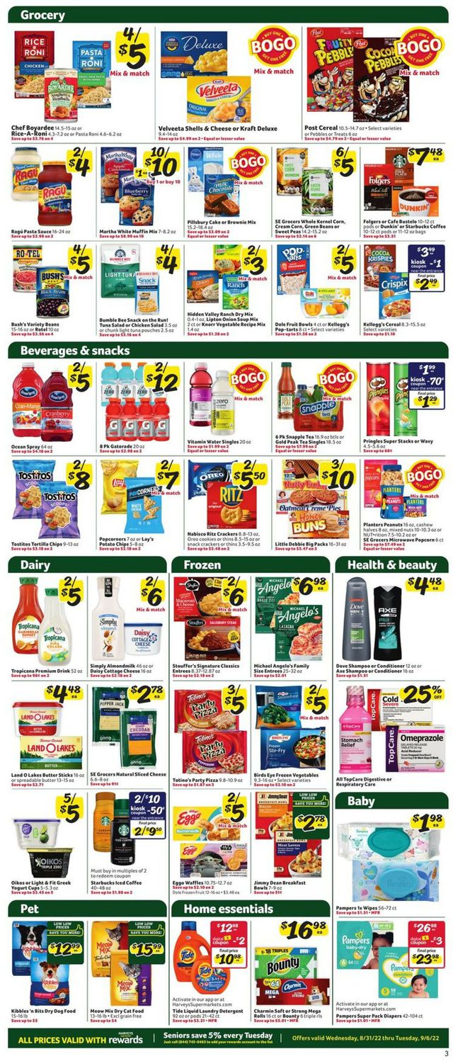 Harveys Supermarket Ad from 08/31/2022
