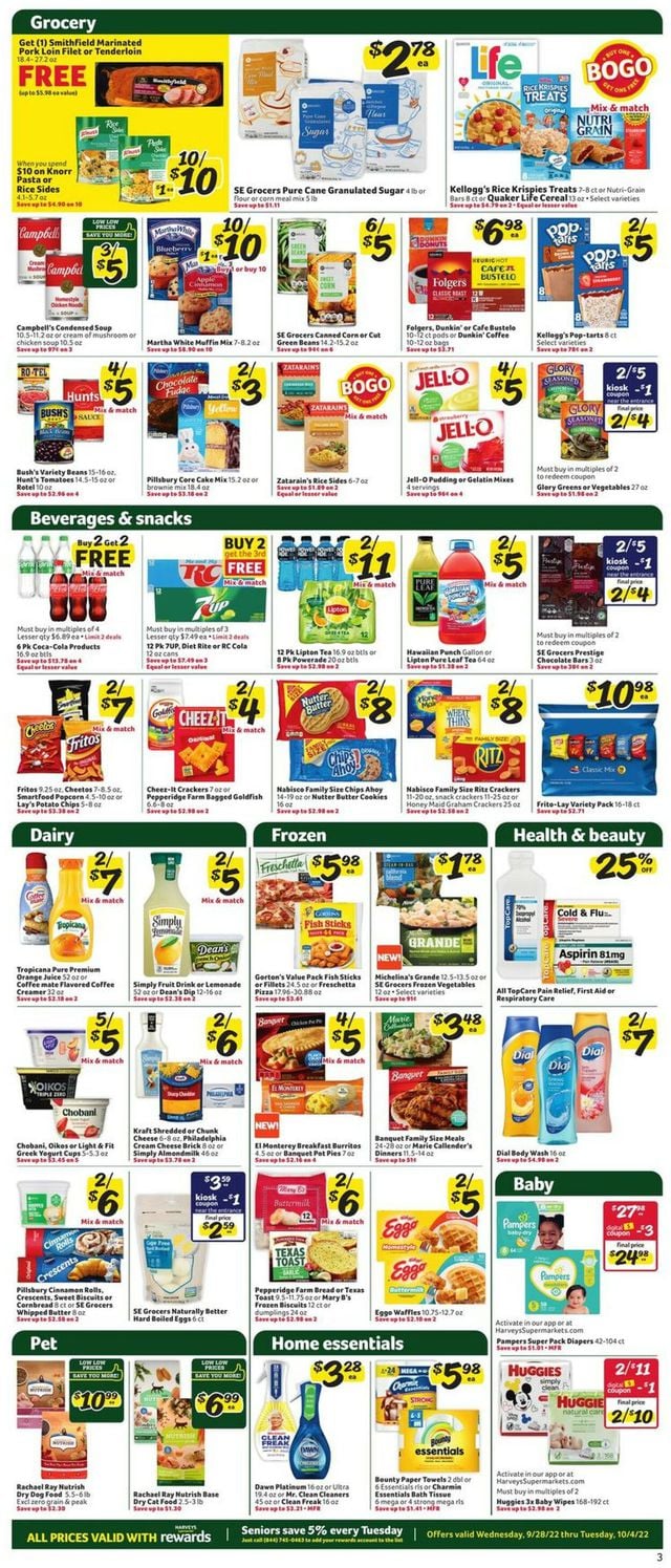 Harveys Supermarket Ad from 09/28/2022