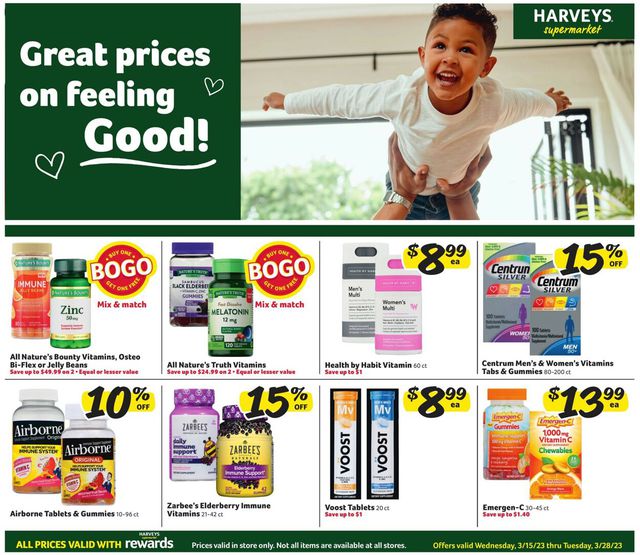 Harveys Supermarket Ad from 03/15/2023