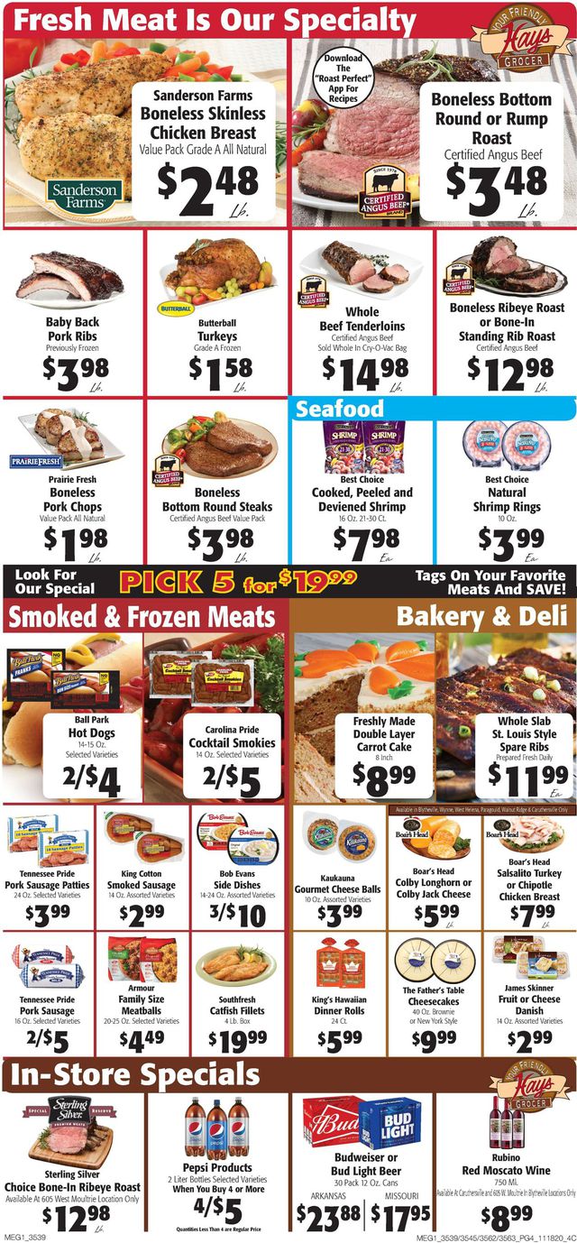 Hays Supermarket Ad from 11/18/2020