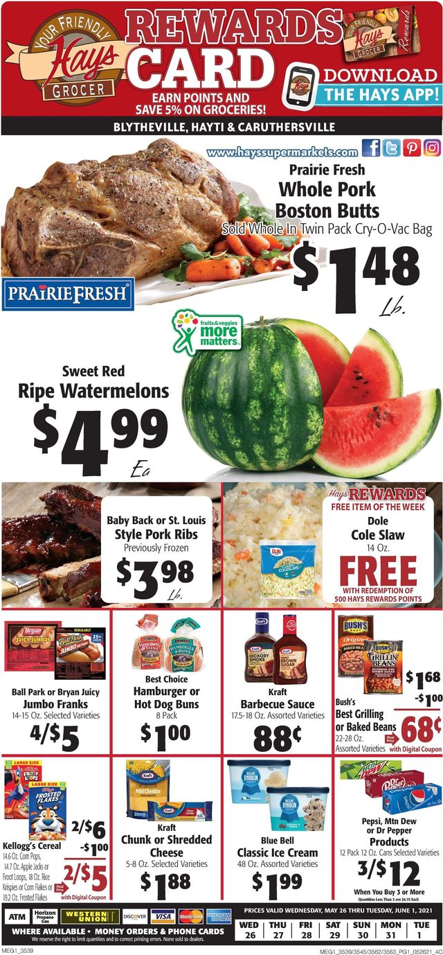 Hays Supermarket Ad from 05/26/2021