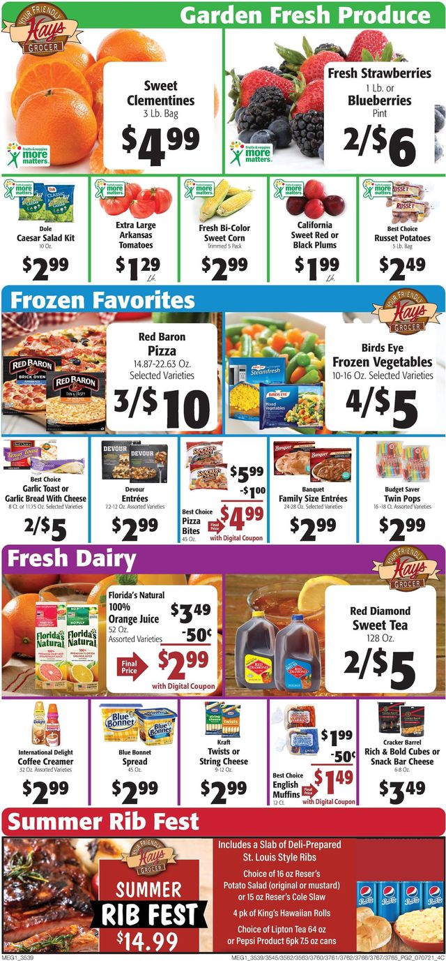 Hays Supermarket Ad from 07/07/2021