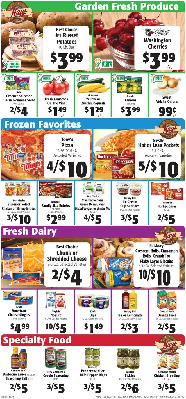 Hays Supermarket Ad from 07/21/2021
