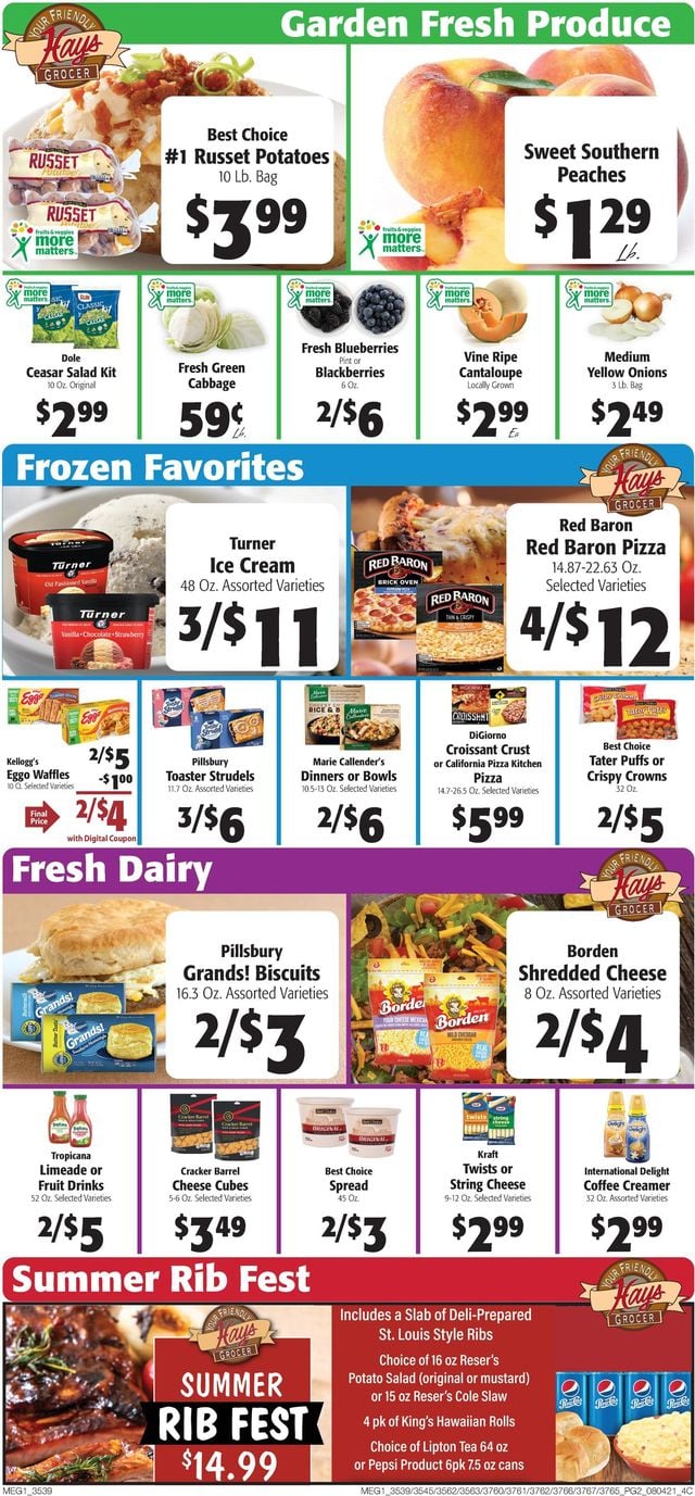 Hays Supermarket Ad from 08/04/2021