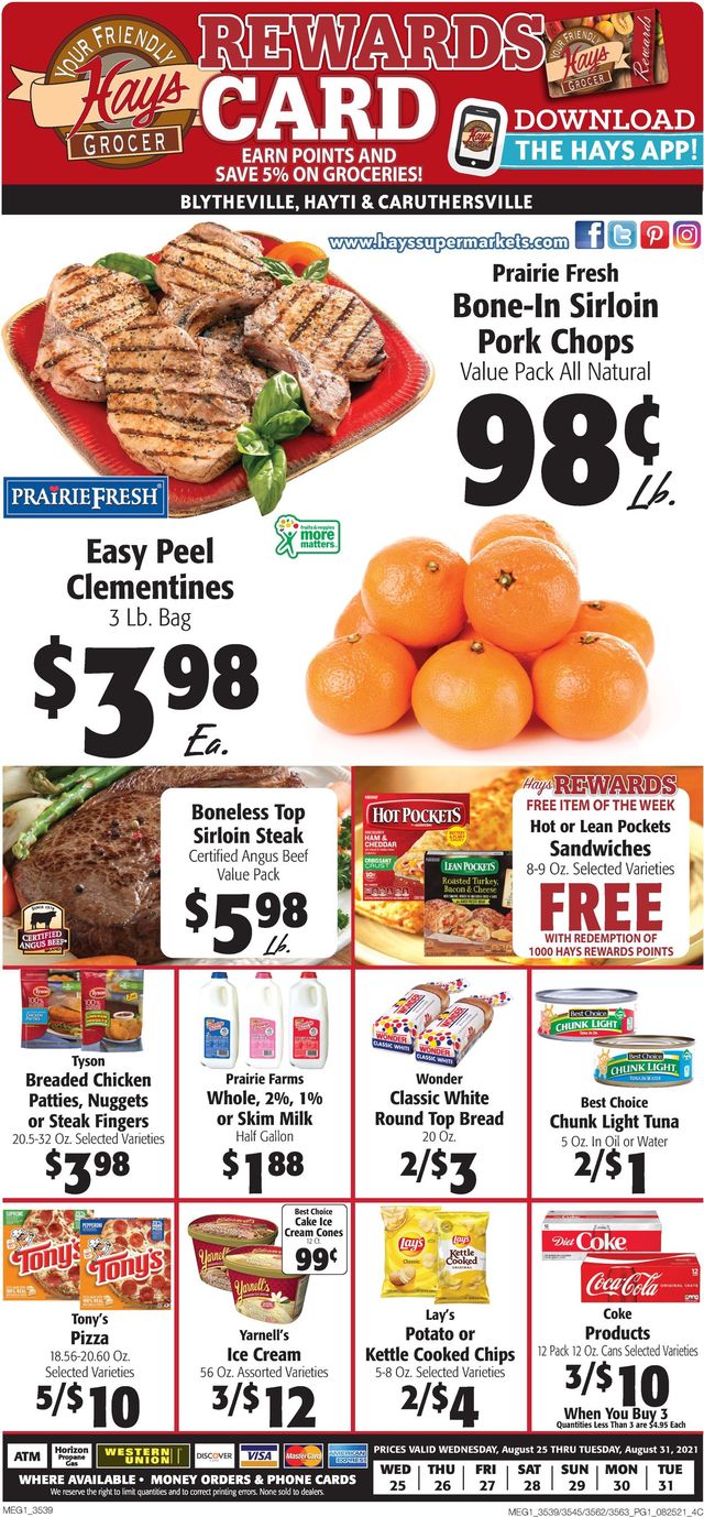 Hays Supermarket Ad from 08/25/2021