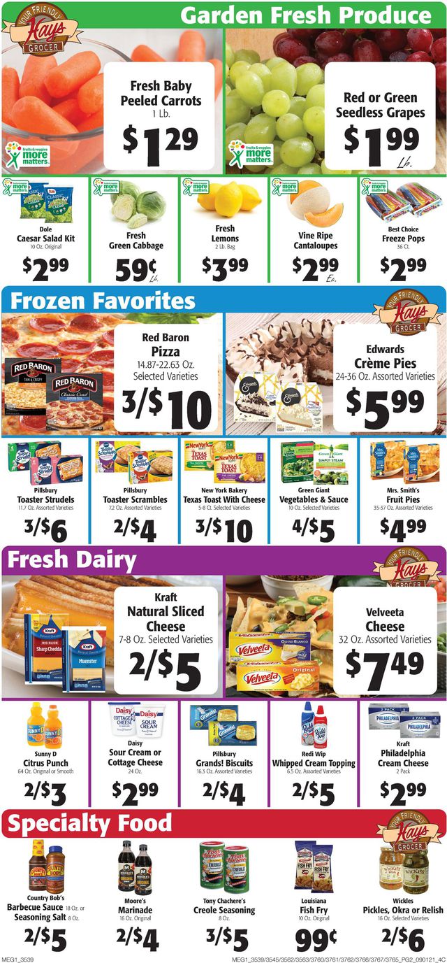 Hays Supermarket Ad from 09/01/2021