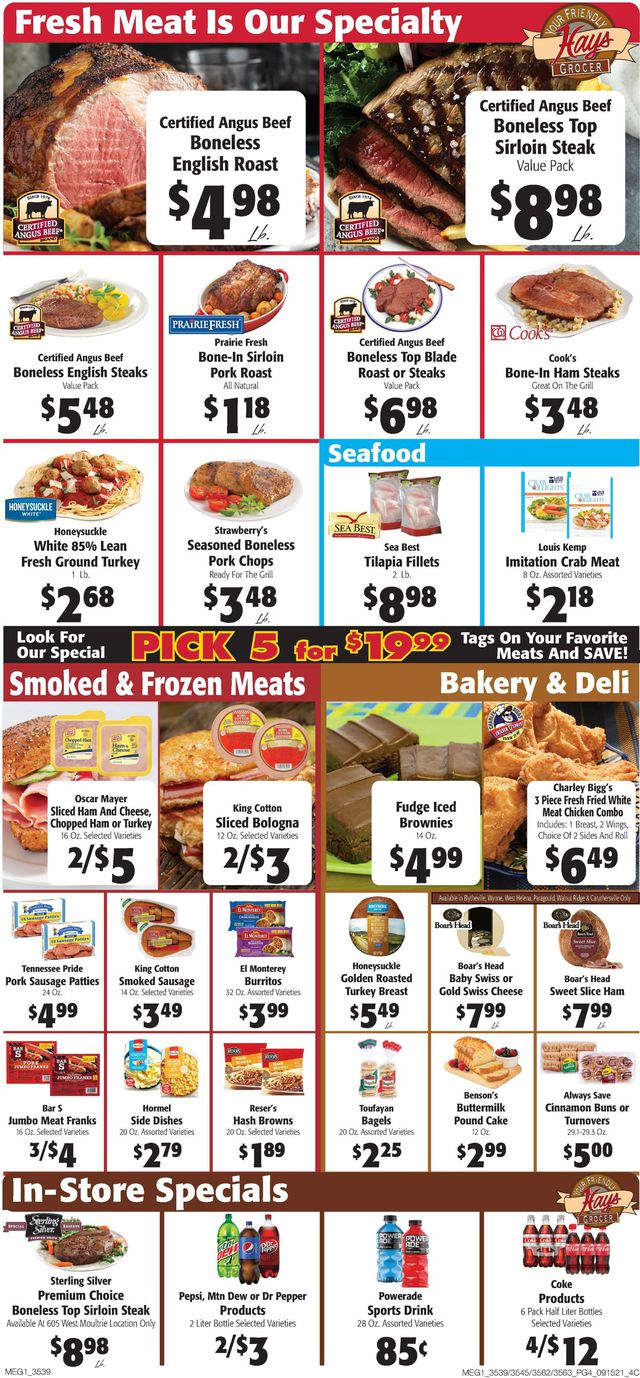 Hays Supermarket Ad from 09/15/2021