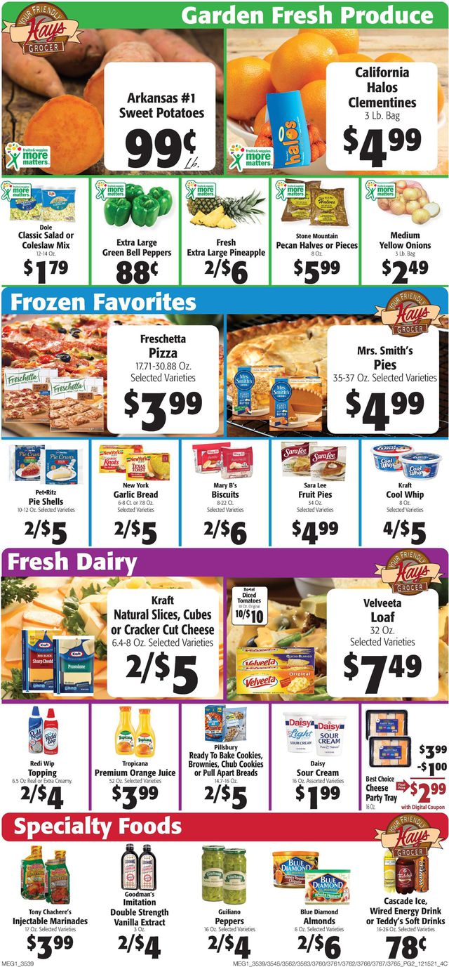 Hays Supermarket Ad from 12/15/2021