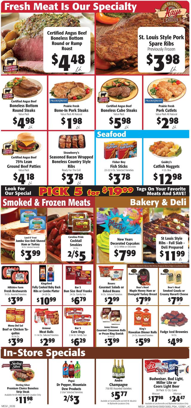 Hays Supermarket Ad from 12/29/2021