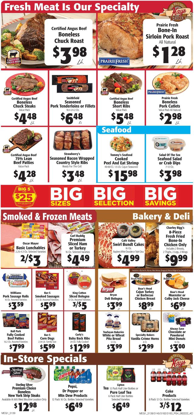 Hays Supermarket Ad from 06/22/2022