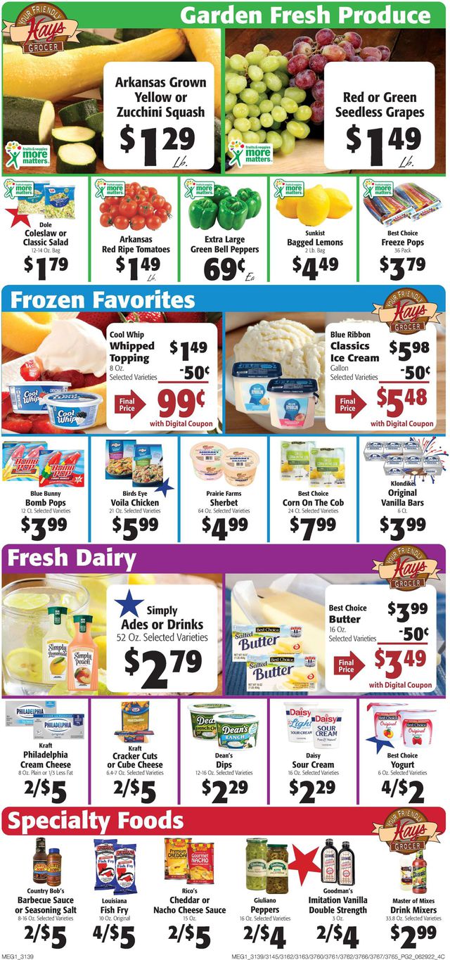 Hays Supermarket Ad from 06/29/2022