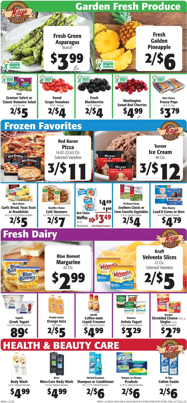 Hays Supermarket Ad from 07/13/2022
