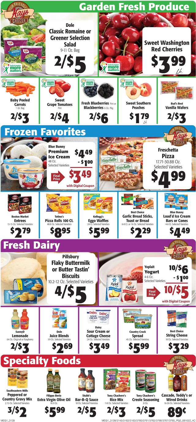 Hays Supermarket Ad from 08/10/2022