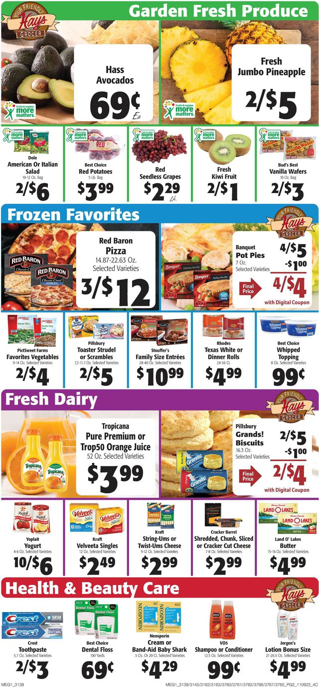 Hays Supermarket Ad from 11/09/2022