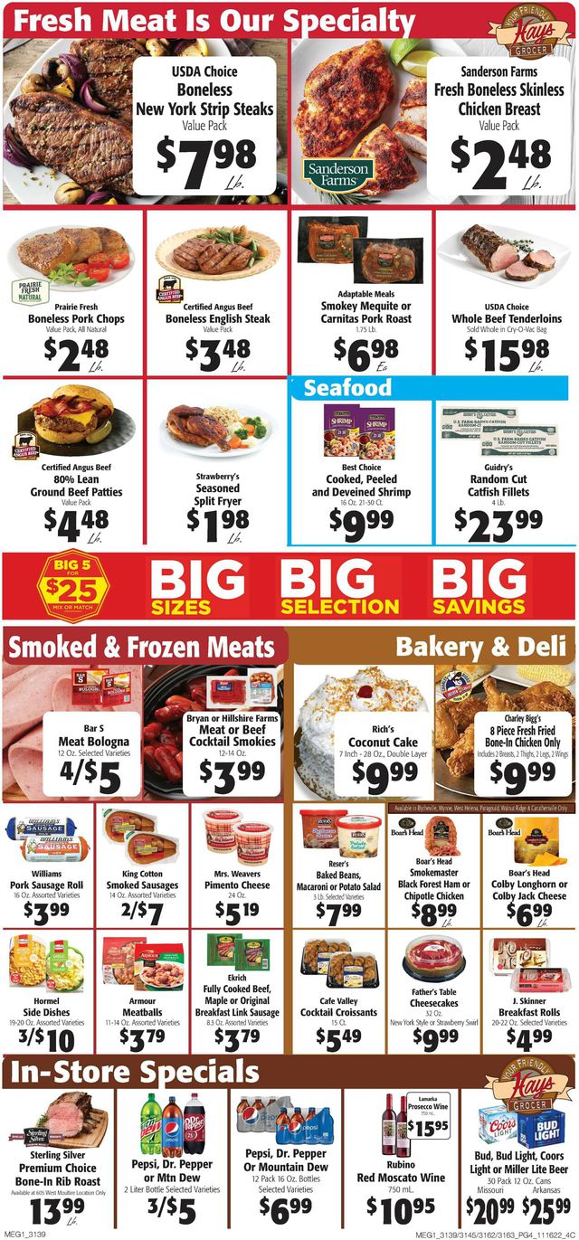 Hays Supermarket Ad from 11/16/2022