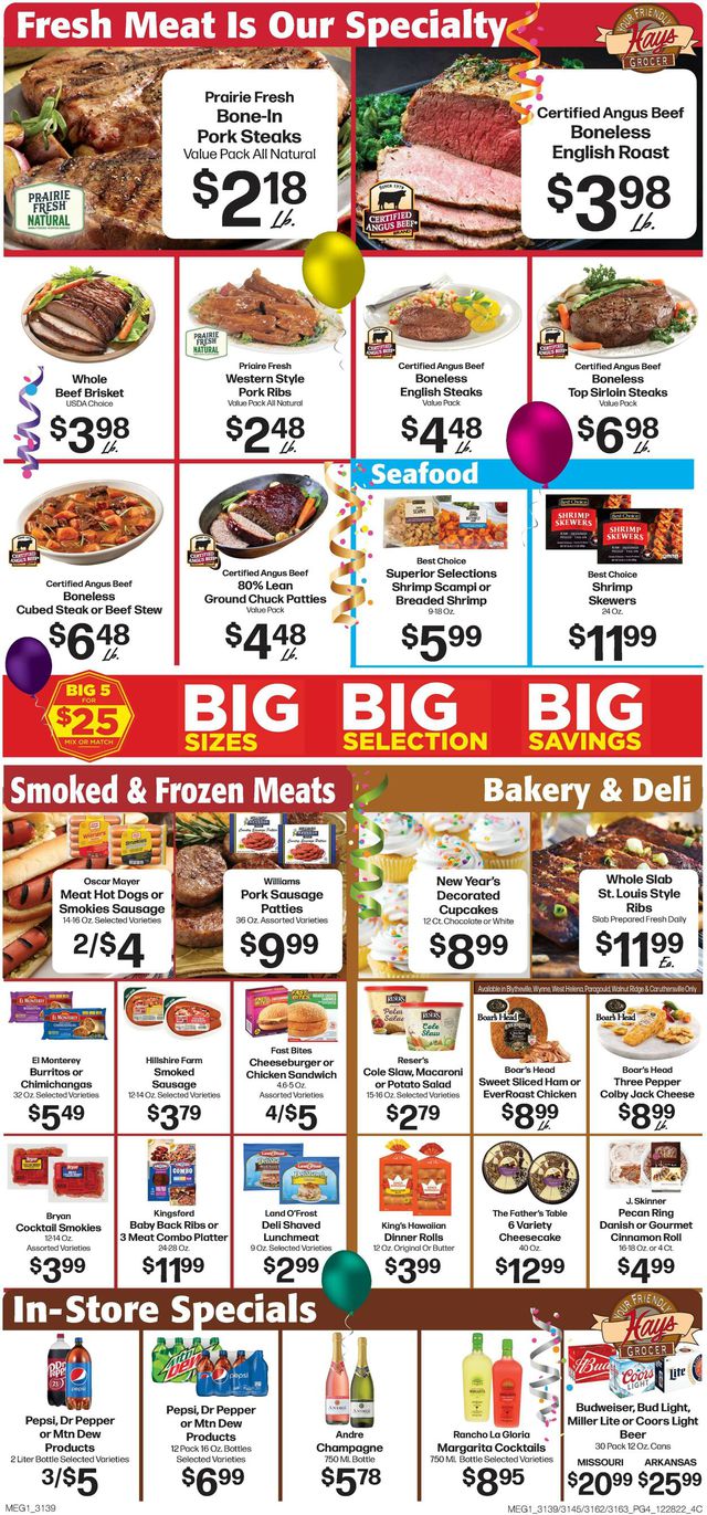 Hays Supermarket Ad from 12/28/2022