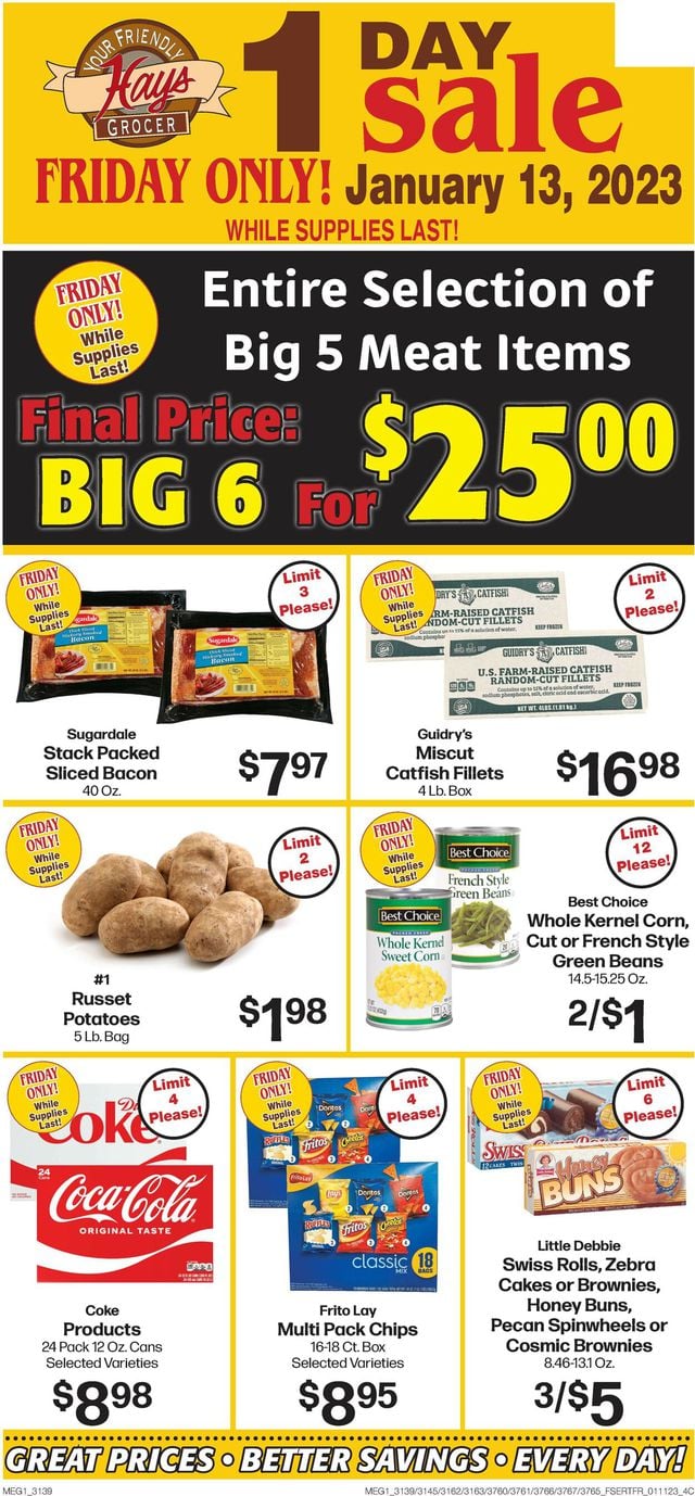 Hays Supermarket Ad from 01/11/2023