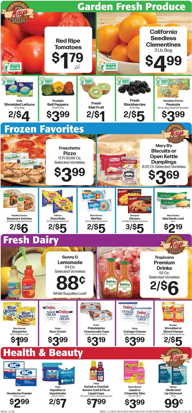 Hays Supermarket Ad from 01/11/2023