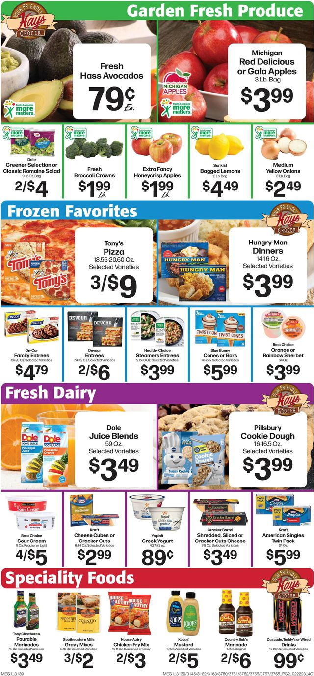 Hays Supermarket Ad from 02/22/2023