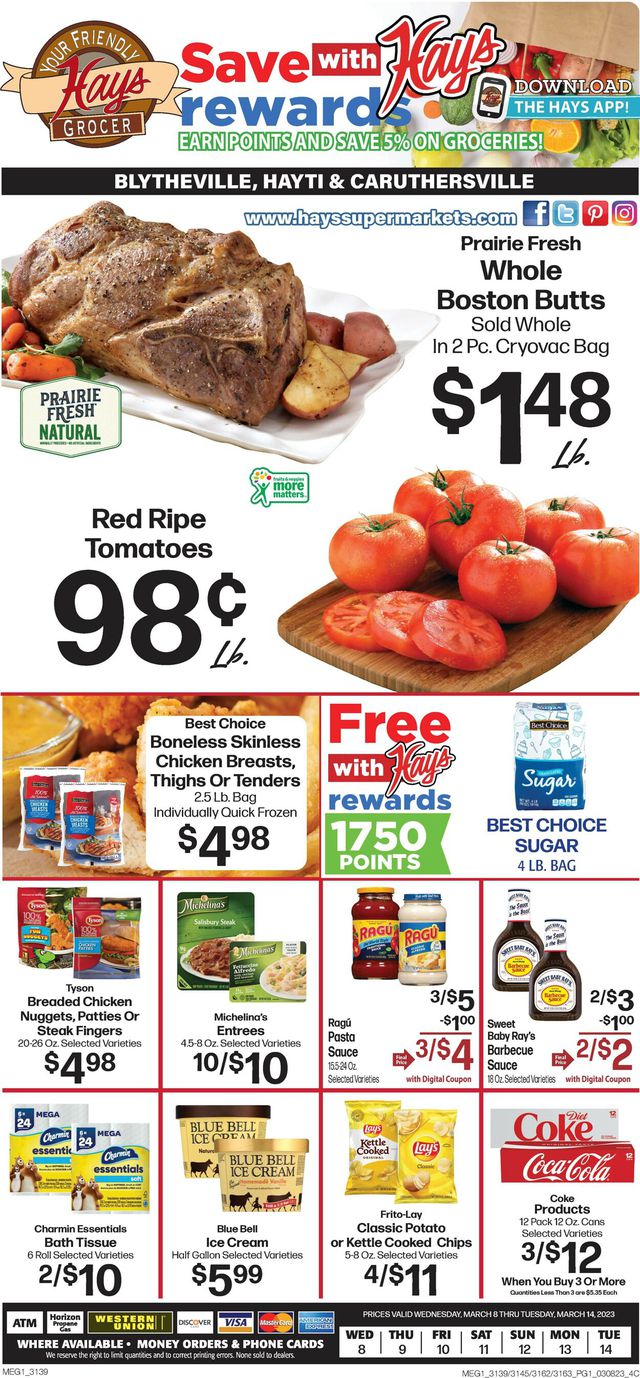 Hays Supermarket Ad from 03/08/2023