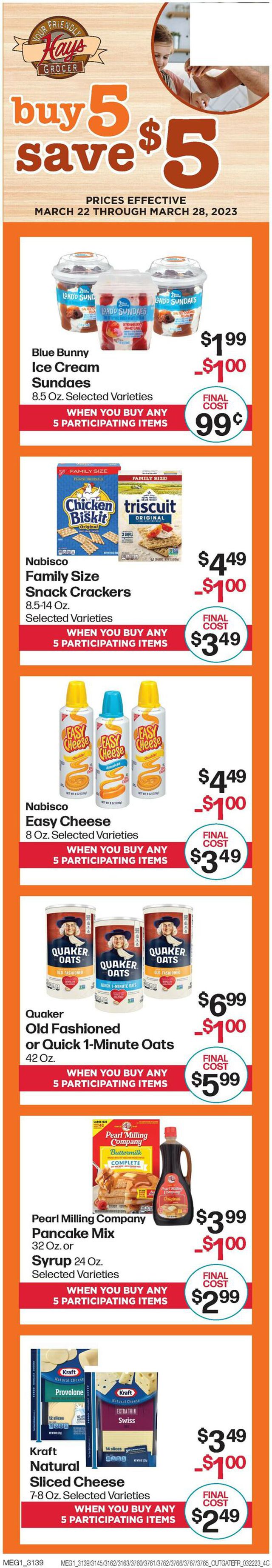Hays Supermarket Ad from 03/22/2023