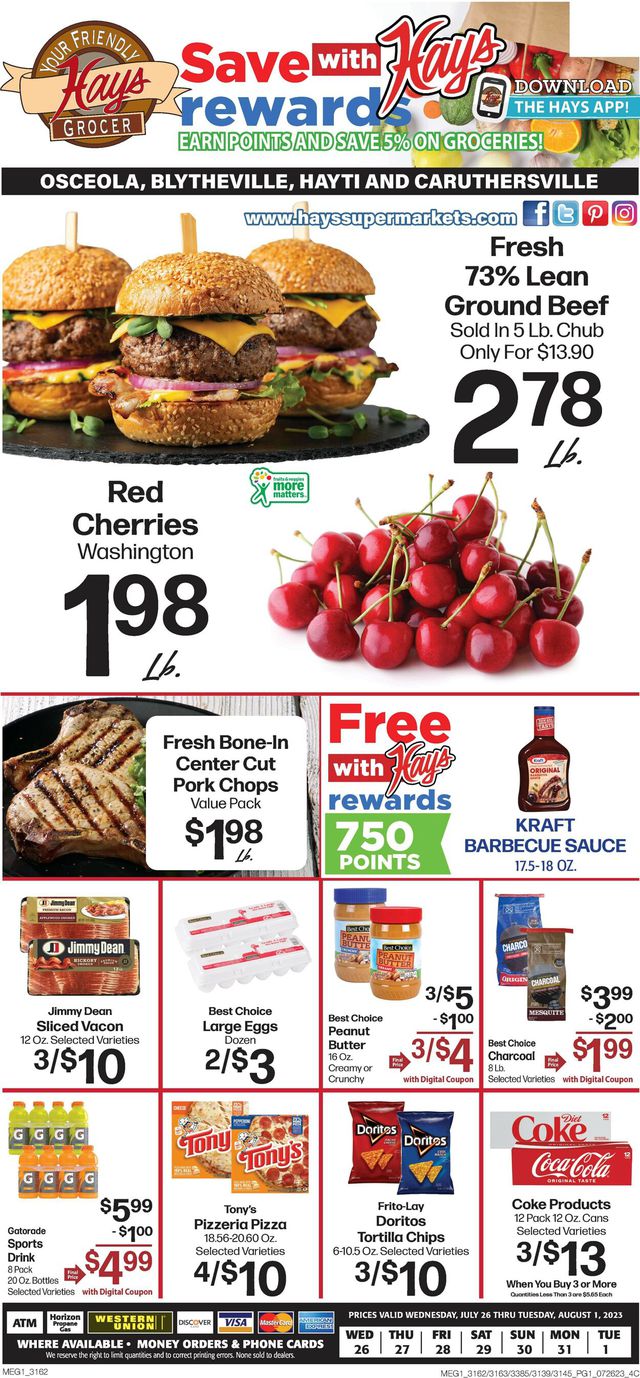 Hays Supermarket Ad from 07/26/2023