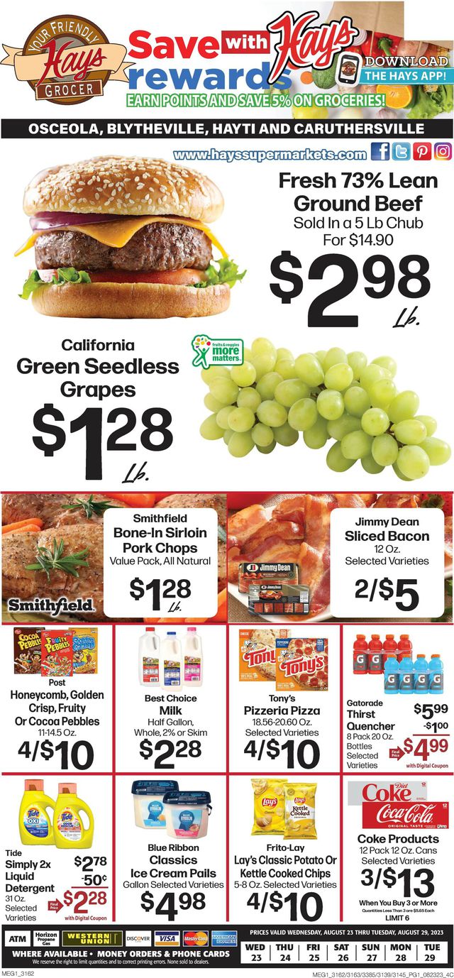 Hays Supermarket Ad from 08/23/2023