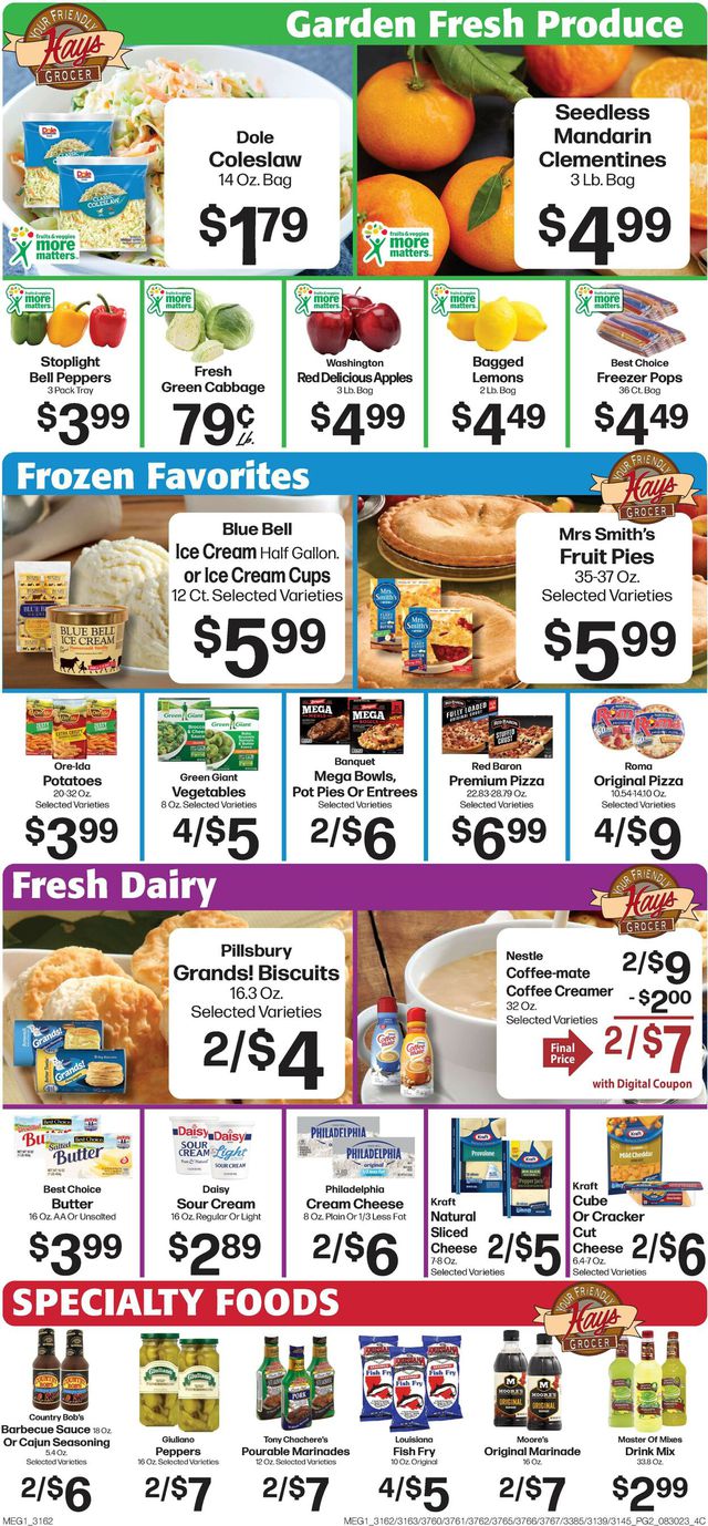 Hays Supermarket Ad from 08/30/2023