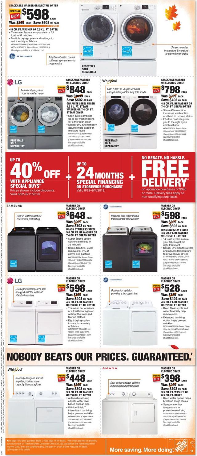 Home Depot Ad from 08/29/2019