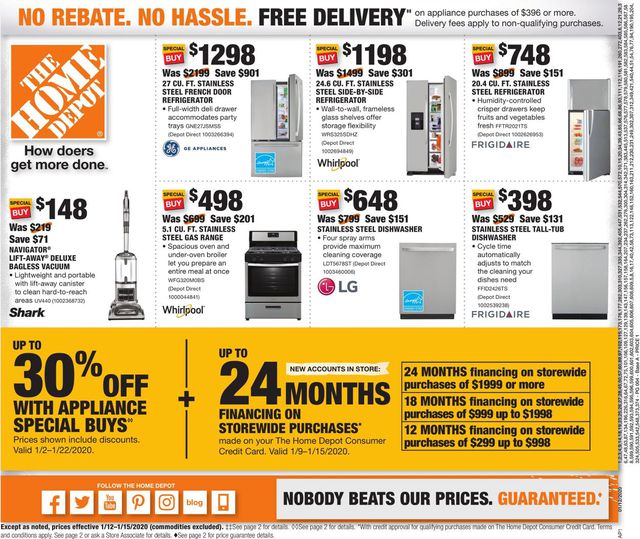 Home Depot Ad from 01/12/2020