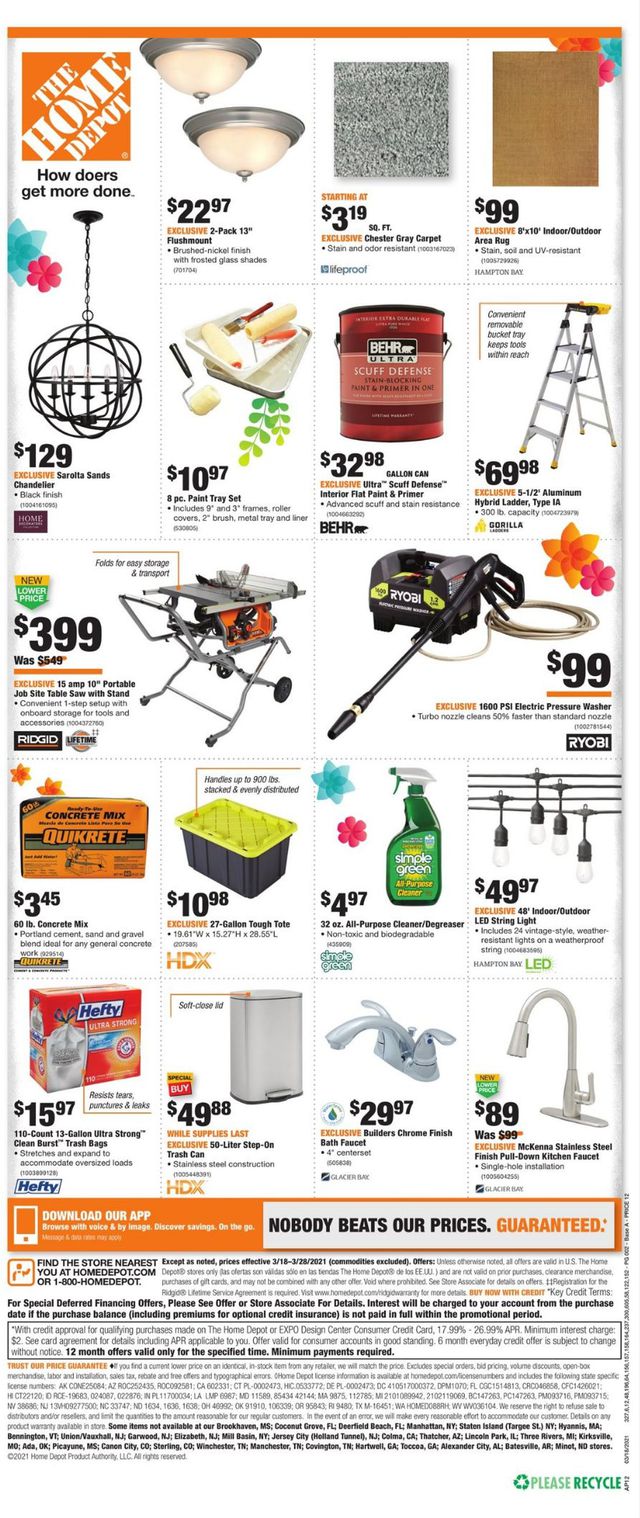 Home Depot Ad from 03/18/2021