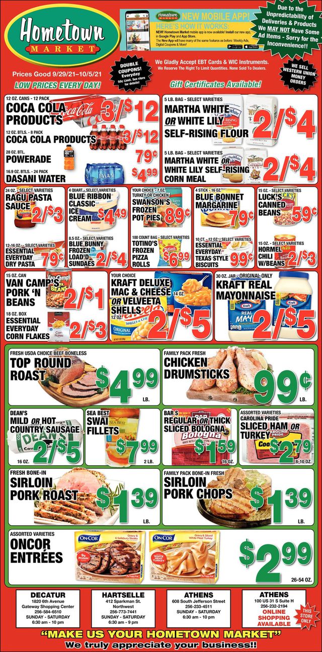 Hometown Market Ad from 09/29/2021