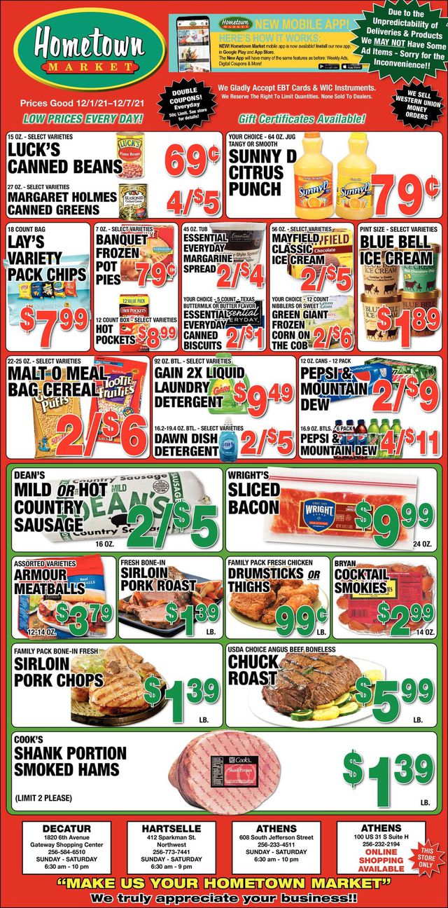 Hometown Market Ad from 12/01/2021