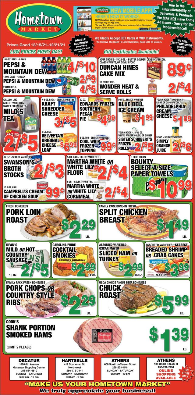 Hometown Market Ad from 12/15/2021
