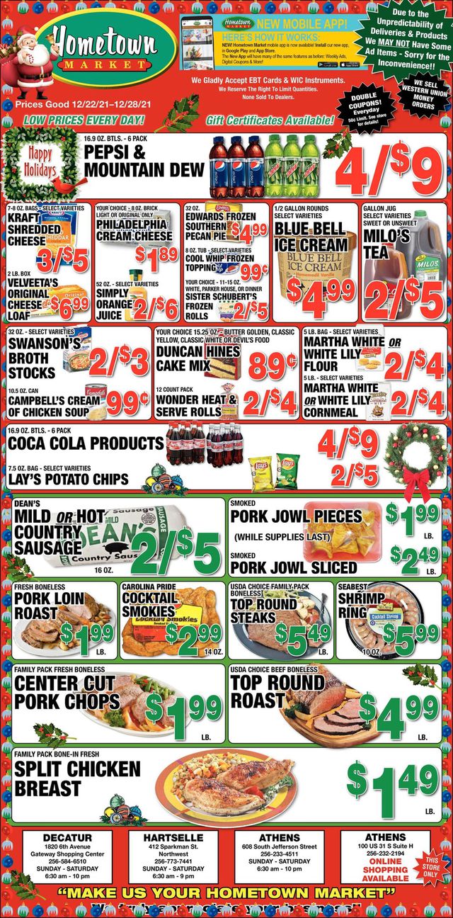 Hometown Market Ad from 12/22/2021