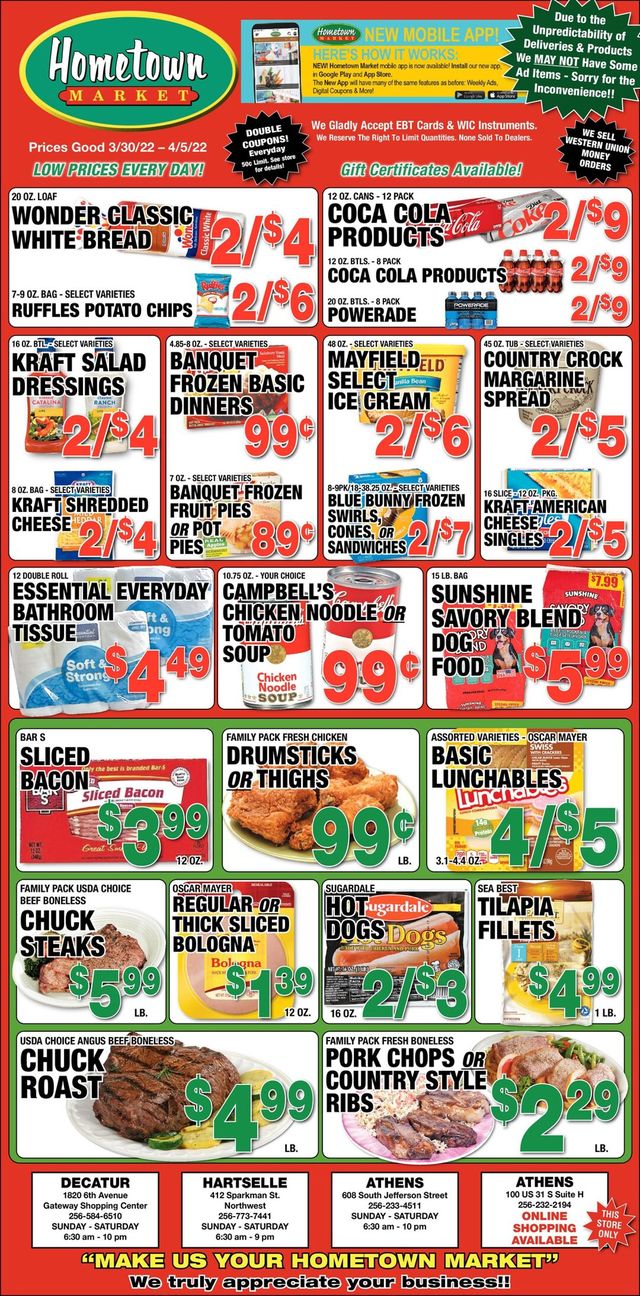 Hometown Market Ad from 03/30/2022