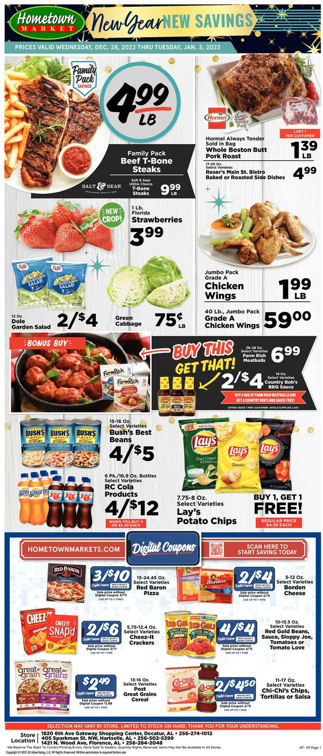 Hometown Market Ad from 12/28/2022