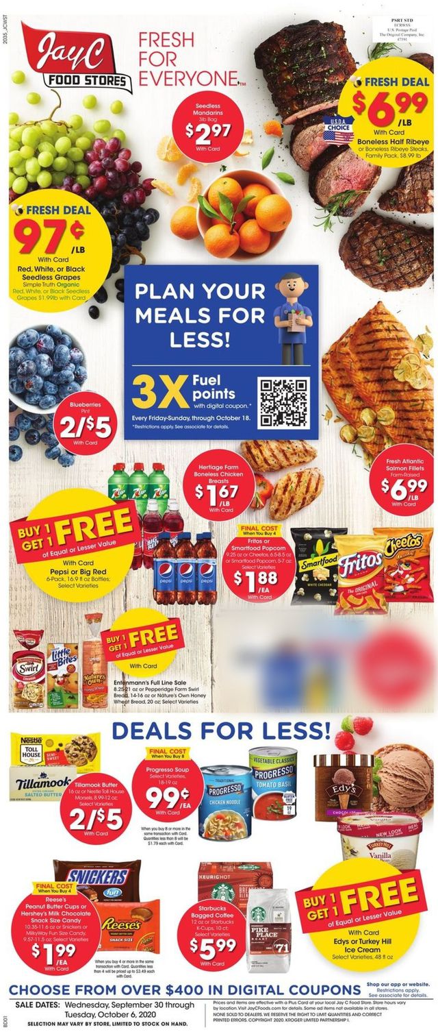 Jay C Food Stores Ad from 09/30/2020