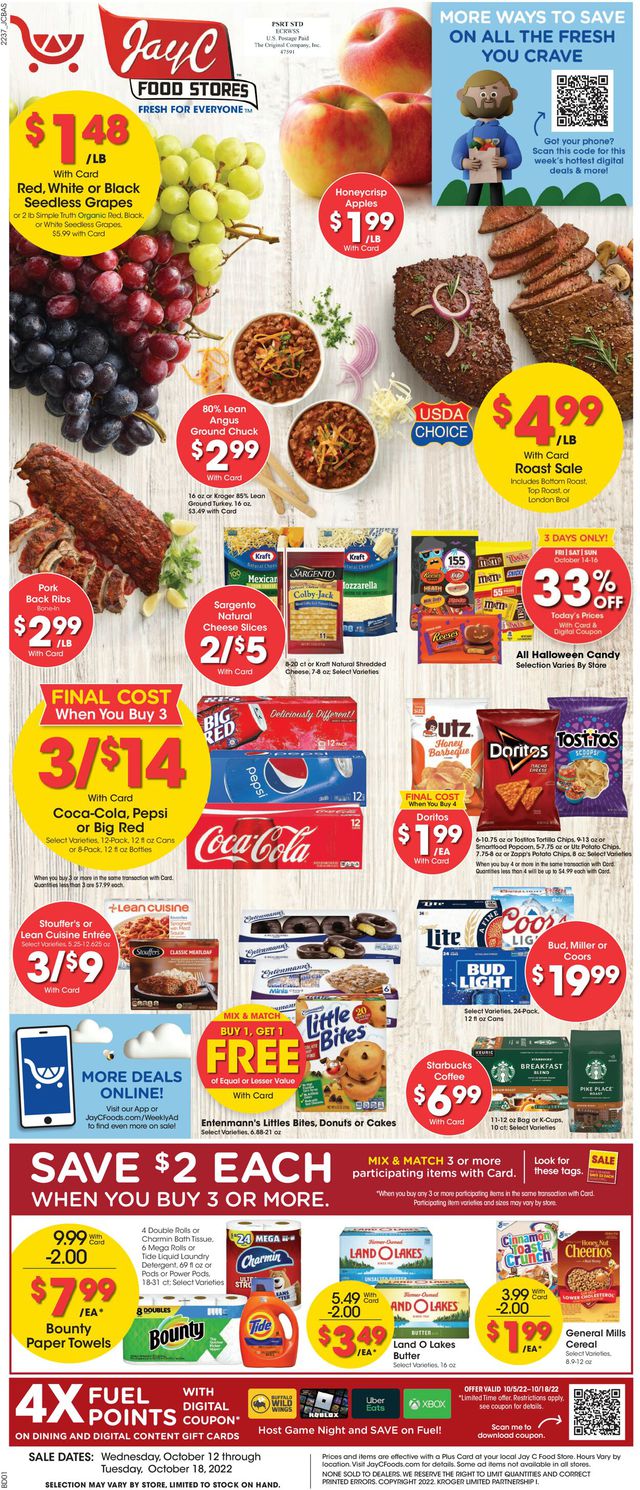 Jay C Food Stores Ad from 10/12/2022
